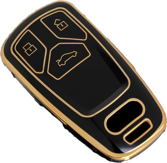 Husă de protecție premium pentru cheie Audi, material TPU de înaltă calitate, compatibilă cu A1 A3 A4 A5 Q3 Q5 Q7 TT S-line RS Allroad 2015+, negru auriu Luvlu