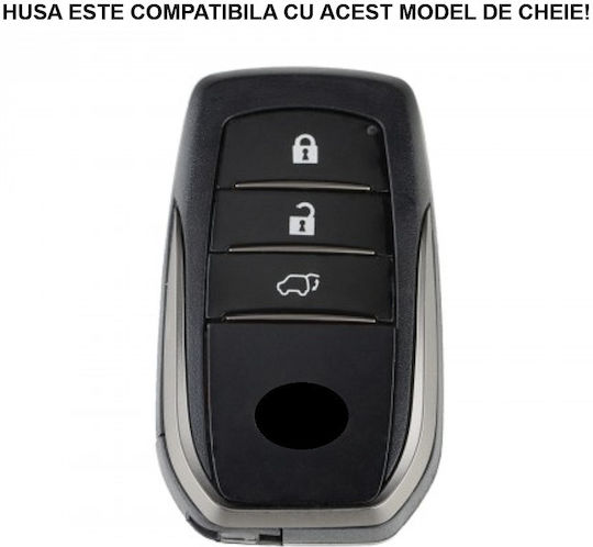 Husă de protecție premium pentru cheie Toyota, material TPU de înaltă calitate, compatibilă cu Toyota Yaris Cross, Highlander, Hilux, Camry, Land Cruiser, C-HR, Corolla, Rav4, 3 butoane, negru auriu, Luvlu