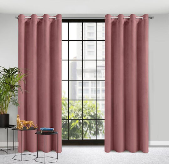 Eurofirany Melanie Perdele Opace Cu Capse Roz 140x250cm