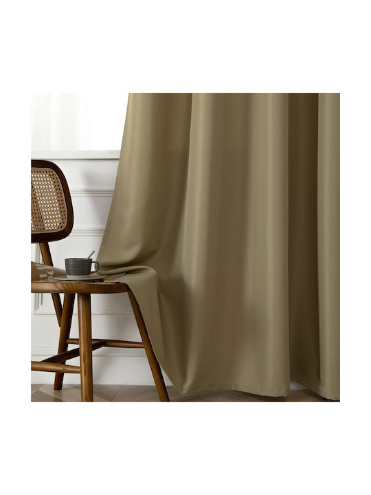 Beauty Home Κουρτίνα με Τρουκς Λαδί 150x260εκ.