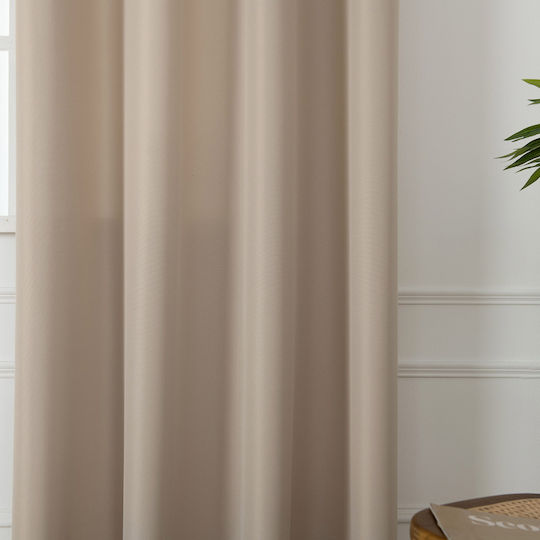 Beauty Home Κουρτίνα με Τρουκς Μπεζ 140x270εκ.
