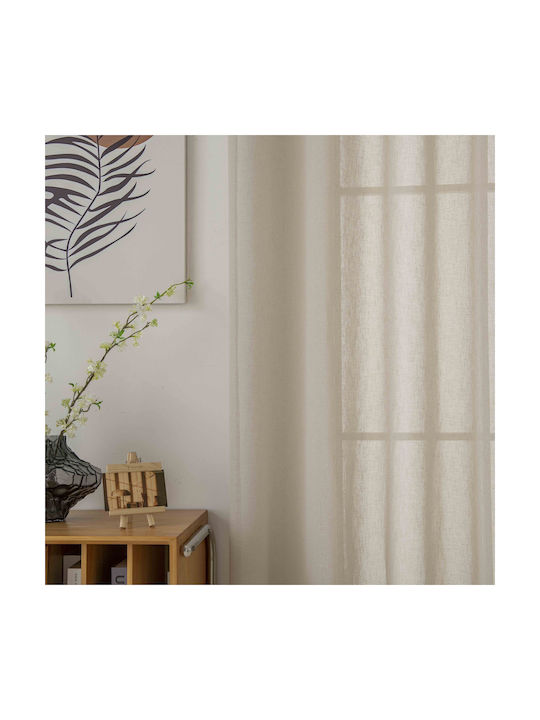 Beauty Home Κουρτίνα με Τρουκς Fit Art 8447 Μπεζ 140x270εκ.