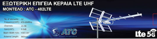 ATC Yagi Atc-482 Lte C48 5g PRD-000022471 Outdoor TV Antenna (Does not Require Power Supply) White