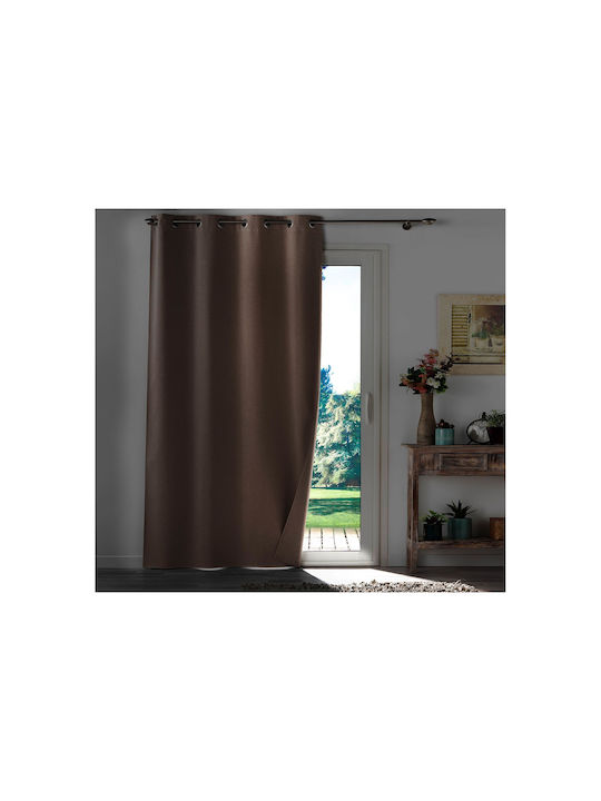 Blackout Curtain with Grommet L-c Occult Brown 135x280cm