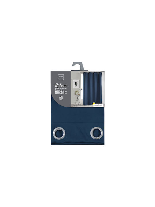 Douceur d'Intérieur Curtain Blackout Window with Grommet Blue 135x280cm