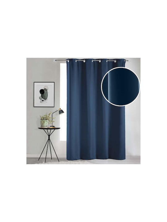 Douceur d'Intérieur Curtain Blackout Window with Grommet Blue 135x280cm