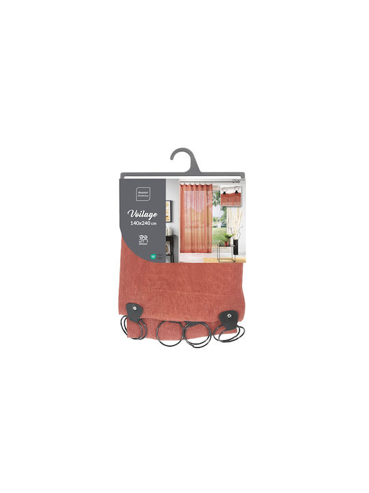 Douceur d'Intérieur Κουρτίνα με Τρουκς Tisse Linka Terracotta Orange 140x240εκ.