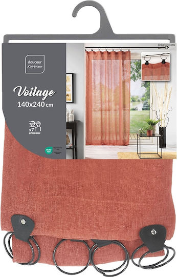 Douceur d'Intérieur Perdea Cu Capse Tisse Linka Portocaliu Terracotta 140x240 cm
