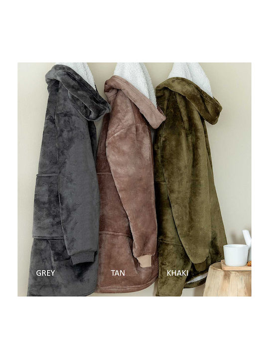 Palamaiki Huhu Κουβέρτα Fleece με Μανίκια 90x100εκ. Tan