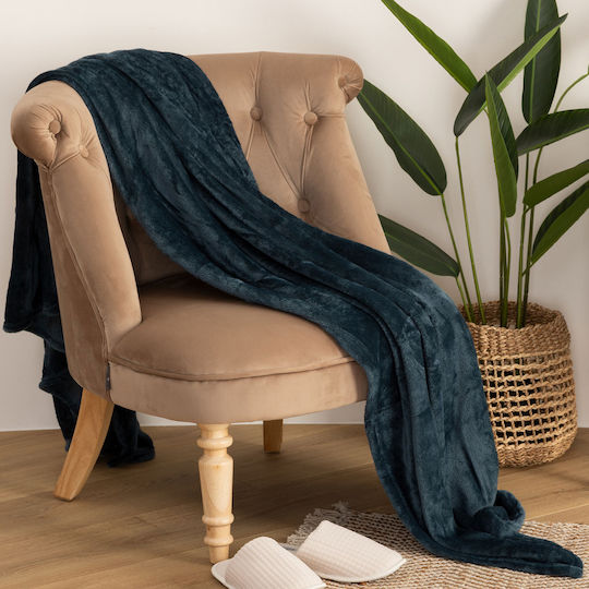 A-s Pătură Fleece pentru Canapea 130x180cm Aegean Blue