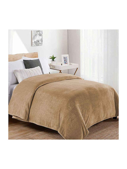 Dimcol Κουβέρτα Fleece Υπέρδιπλη 220x240εκ. Beige