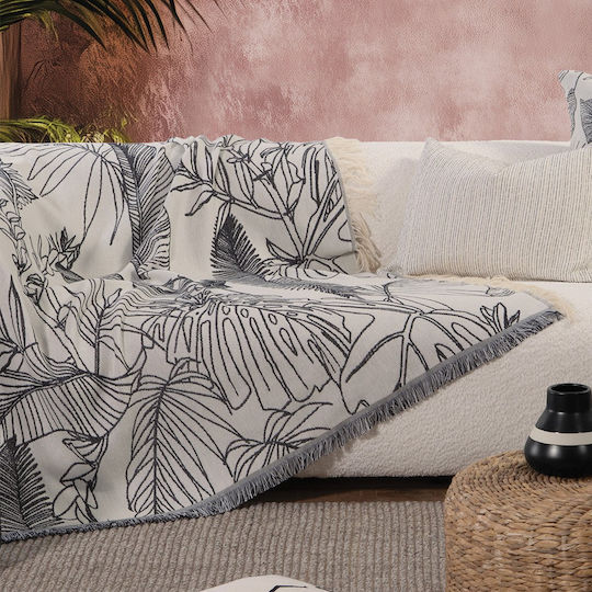 Nef-Nef Homeware Grow Κουβέρτα Καναπέ 130x170εκ. Εκρού/μαύρο