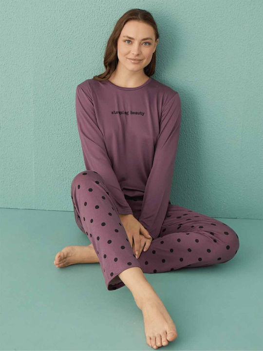 Mihra Winter Women's Pyjama Set Lilac