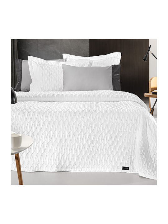 Guy Laroche Medici Pique Double Blanket 245x260cm White