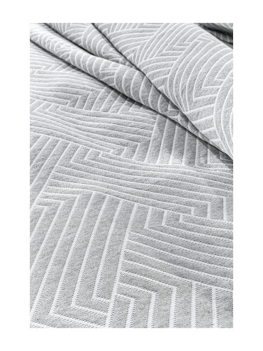 Guy Laroche Lupo Pique Double Blanket 245x260cm Grey White