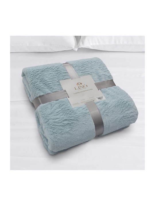 Lino Home Hare Furry Double Blanket 200x220cm Petrol