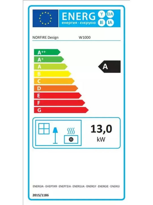 Norfire Design Norfire Ενεργειακό Τζάκι Ξύλου 13kW Ίσιο με Ανοιγόμενη Πόρτα