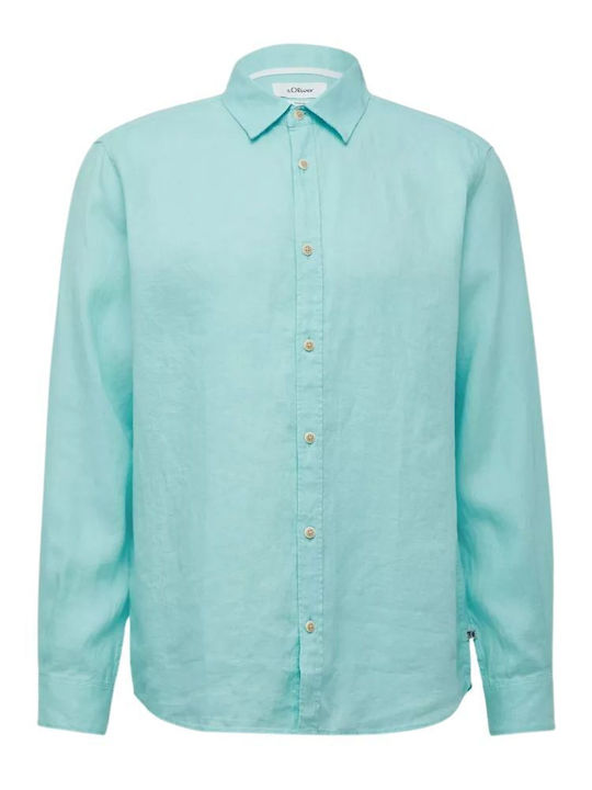 Long-sleeved Linen Shirt Ocean Green