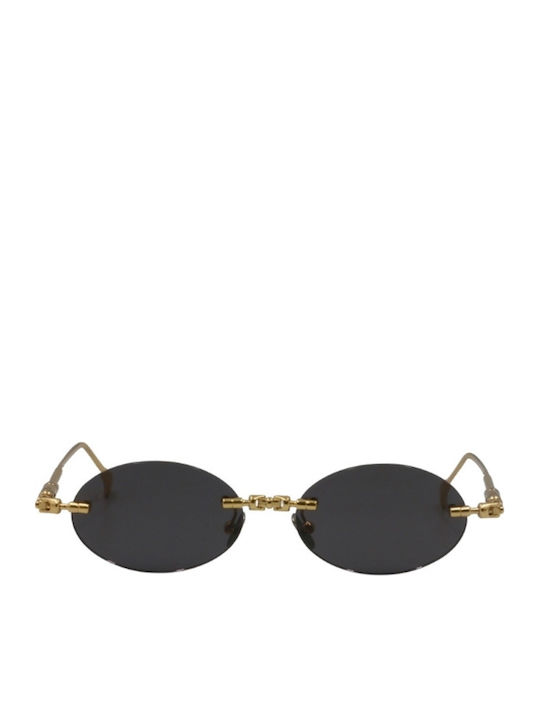 Kuboraum Unisex Sunglasses with Gold Metal Frame and Gold Lens