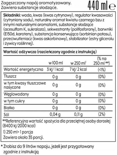 Elderflower Black Sodastream Syrup Without Concentrate Zero Sugar 440ml