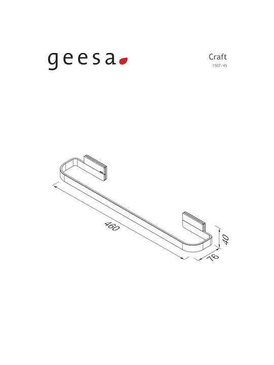 Geesa Single Wall-Mounted Bathroom Rail ​45x45cm Inox Silver