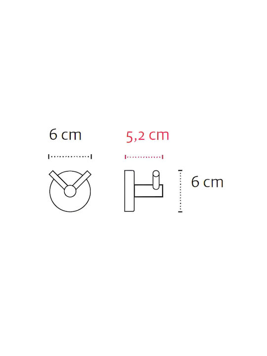 Karag Uno Double Wall-Mounted Bathroom Hook ​6x6cm Satine