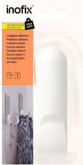 Inofix Single Wall-Mounted Bathroom Hook ​11.1x3.1cm White