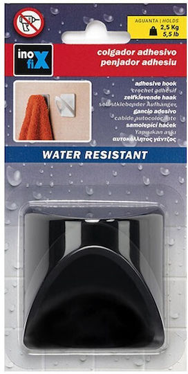 Inofix Ribbon Άγκιστρο Μπάνιου Μονό με Αυτοκόλλητο ​6.5x4.5cm Black Matt