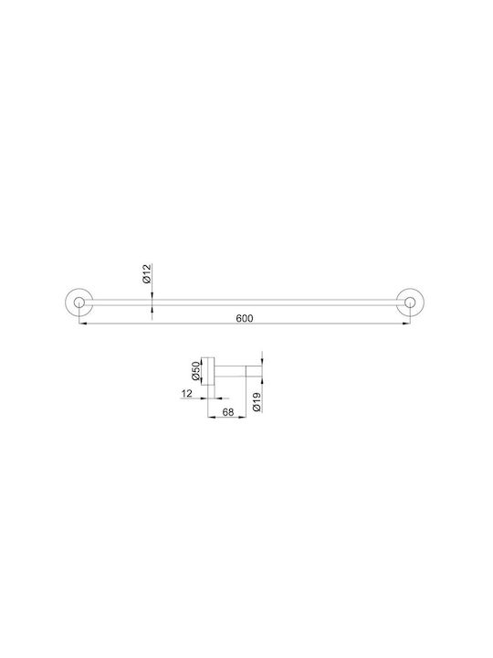 Interflex Single Wall-Mounted Bathroom Rail ​60x60cm Inox Silver