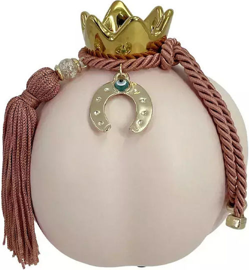 Marhome Επιτραπέζιο Γούρι Ρόδι Ροζ Κεραμικό 12.3x13cm