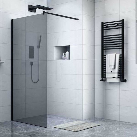 Gloria Panel Διαχωριστικό Ντουζιέρας 80x195cm Grey Black