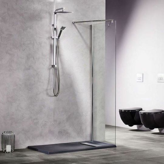 Tema Σταθερό Πλαϊνό Ντουζιέρας 70x195cm Clean Glass Chrome