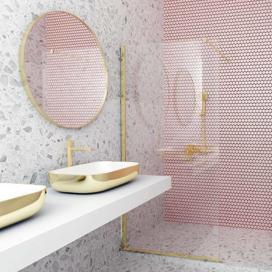 Orabella Σταθερό Πλαϊνό Ντουζιέρας 100x185cm Gold Brushed