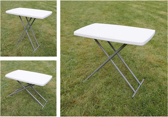 Plastic Masa pentru spații exterioare mici Pliabil cu schelet metalic Alb 76.5x49.5x71.5buc