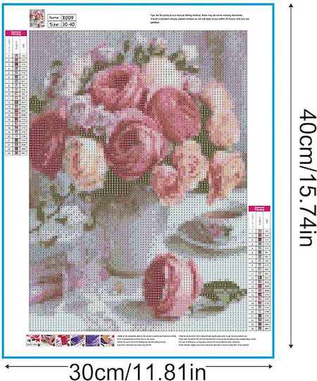 5D DIY Diamantmalerei Set Rosenblumen 30 x 40 cm