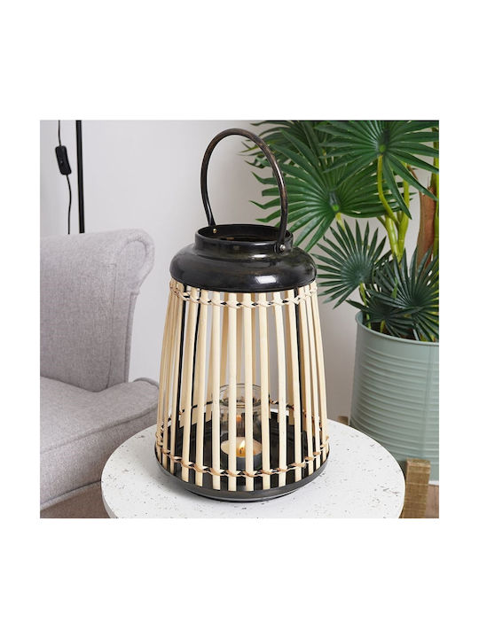 JK Home Decoration Tabletop Bamboo Lantern Brown 24x24x32cm