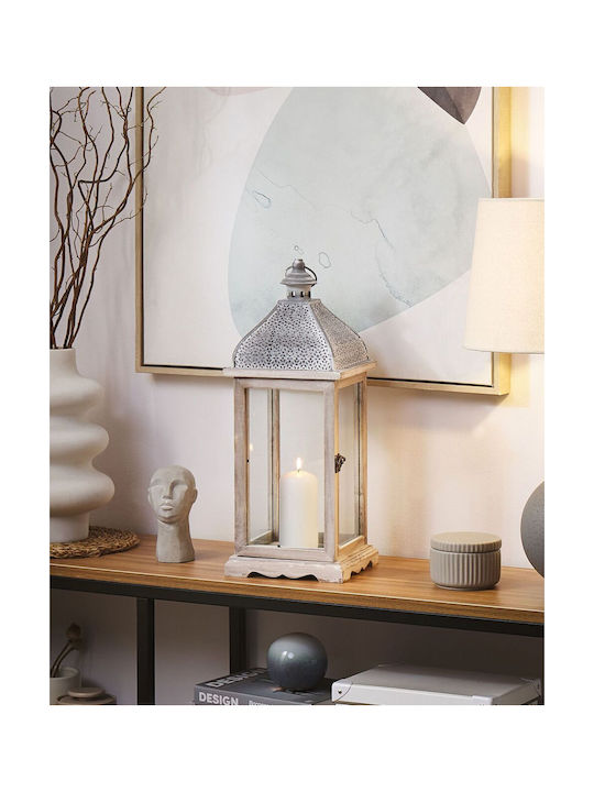 Beliani Metallic Lantern White