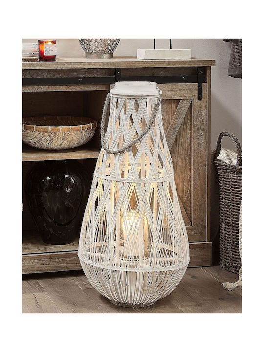 Beliani Φαναράκι Bamboo Λευκό 39x39x39εκ.