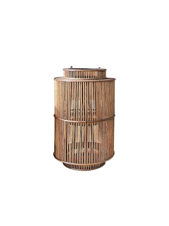 Zaros Tabletop Rattan Lantern Beige 26x26x40cm