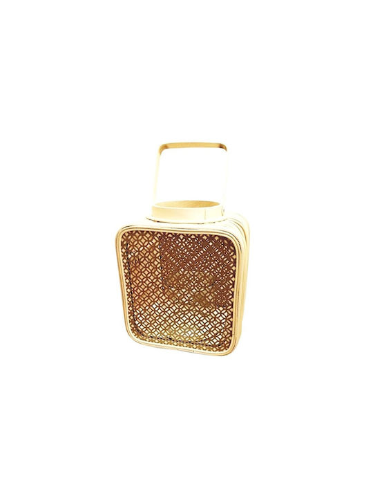 Atmosphera Φαναράκι Rattan Επιτραπέζιο Μπεζ 24x19x28εκ.