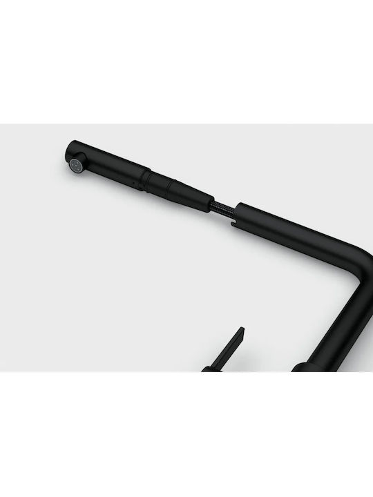 Franke Maris Slim L Kitchen Faucet Counter with Pull-Out Spray Black