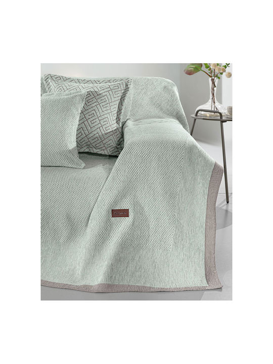 Guy Laroche Central Cuvertură Pentru Canapea 2 Locuri Șenilă 180x250cm Verde Menta