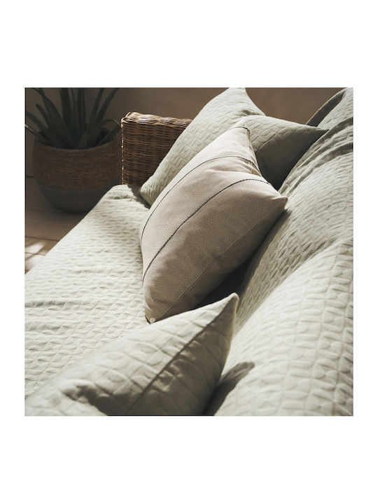 Gofis Home Eliena Dreisitzer-Sofa Wurf Jacquard 180x310cm Rauchgrün 402/07