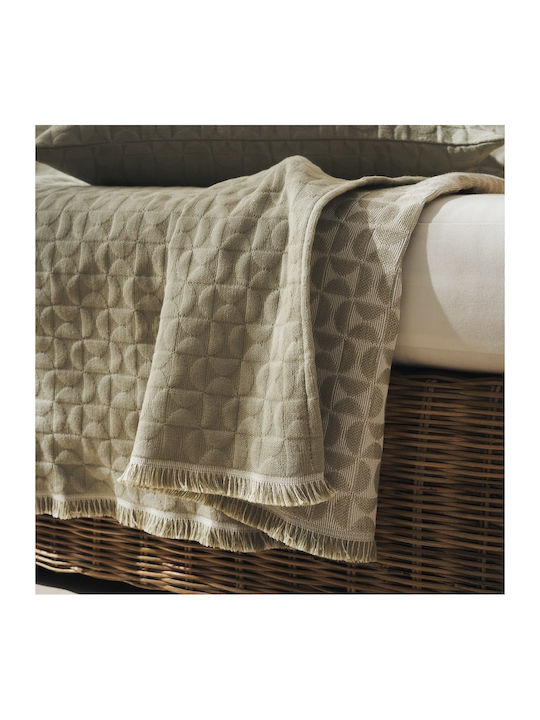 Gofis Home Eliena Dreisitzer-Sofa Wurf Jacquard 180x310cm Rauchgrün 402/07