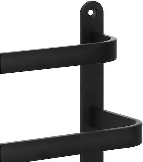 Triple Wall-Mounted Bathroom Freestanding Towel Rack ​49x49cm Black