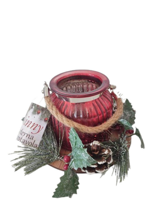 Decorative Christmas Red Candlestick 11x11cm