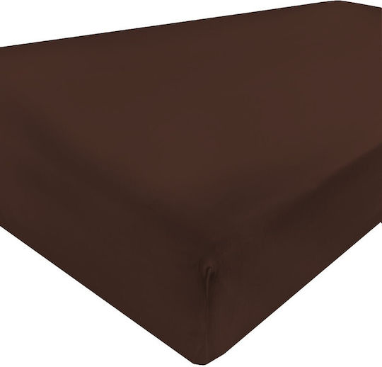 Matex Σεντόνι Μονό με Λάστιχο Βαμβακερό Brown 140x200cm