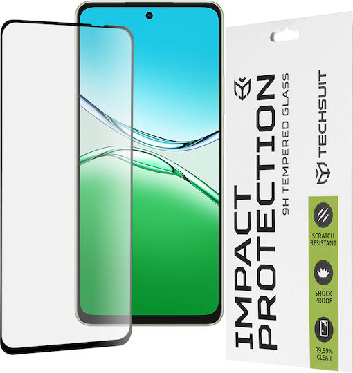 Techsuit 0.33mm Vollkleber Vollflächig gehärtetes Glas Schwarz (Oppo A5 Pro)