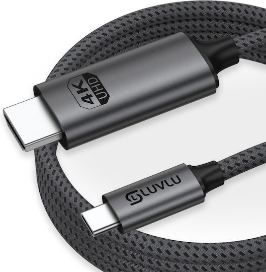 Cablu Luvlu Usb C la Hdmi UHD 4K@60Hz Viteză 18Gbps 3D HDR HDCP Dublu Împletit Compatibil Thunderbolt 3/4 Iphone 16 Pro Max Macbook Pro Air Galaxy S8 la S23 Ipad Pro Imac Lungime 2m