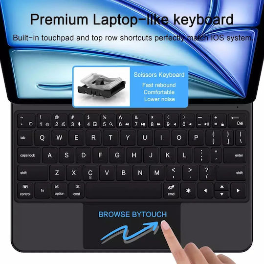 Tech-Protect Smartcase Flip Cover cu Tastatură Negra (iPad Air 10,9” 4/5 (2020-2022), iPad 11” 6/7 (2024-2025))
